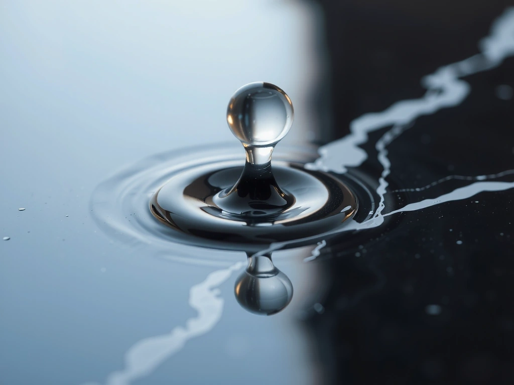 Goutte d'eau sur surface noire polie
